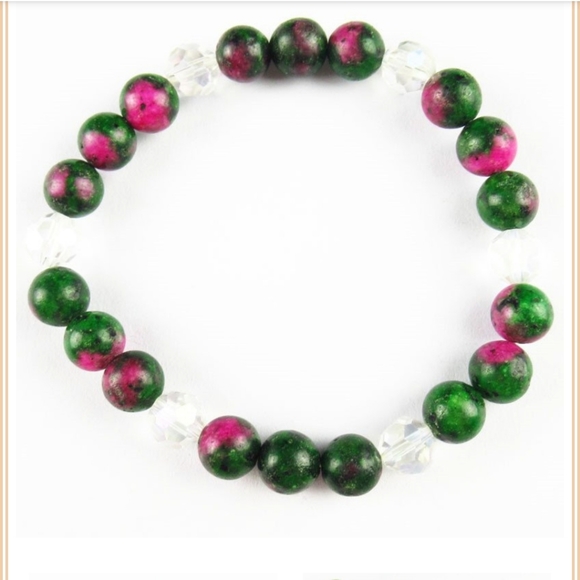 New Ruby in Fuchsite, Titanium Crystal Bracelet. - Picture 2 of 4